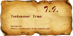 Tonhauser Irma névjegykártya